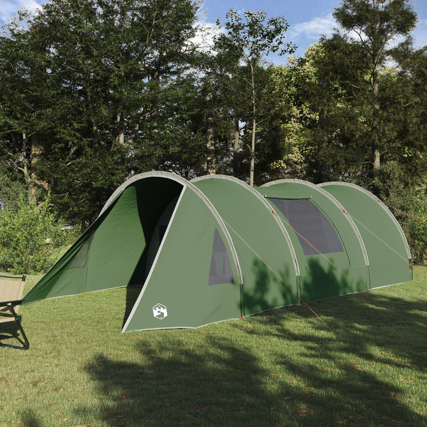 Tunnel Tent 4-Person Green and White 778 x 356 x 210 cm