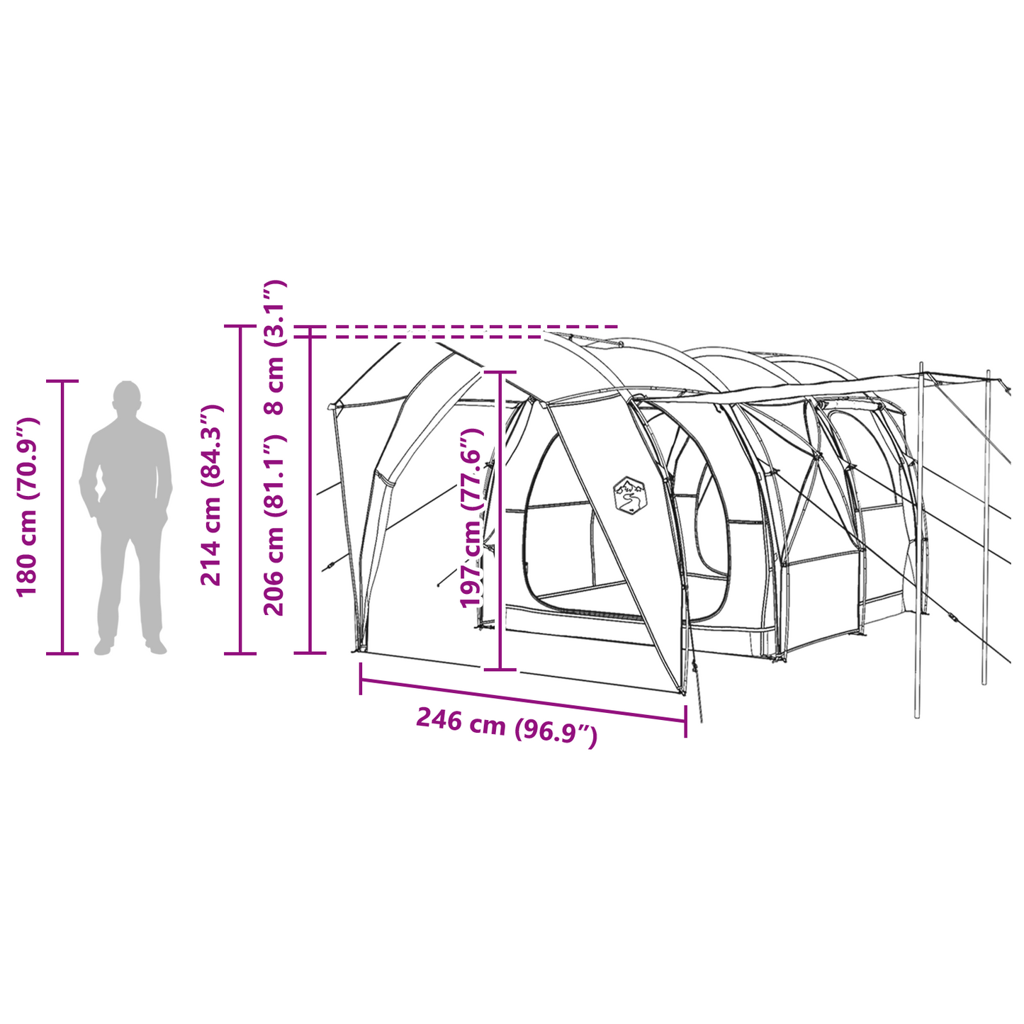 Tunnel Tent Blue 382 x 262 x 214 cm