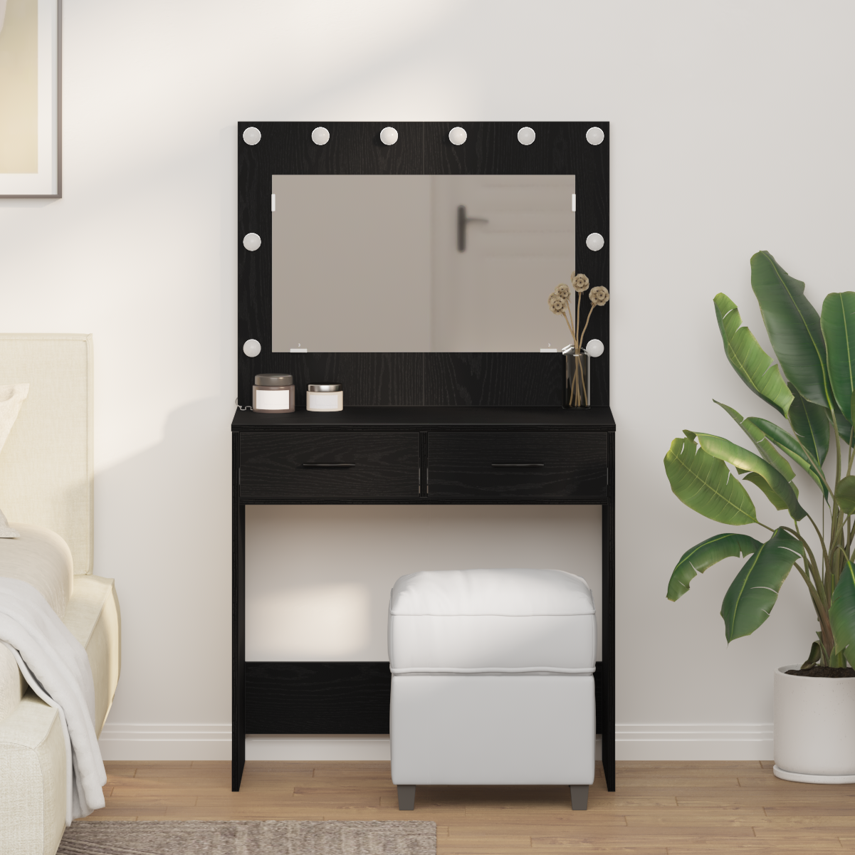 Dressing Table Black Oak 78.5 x 41 x 135 cm Engineered Wood