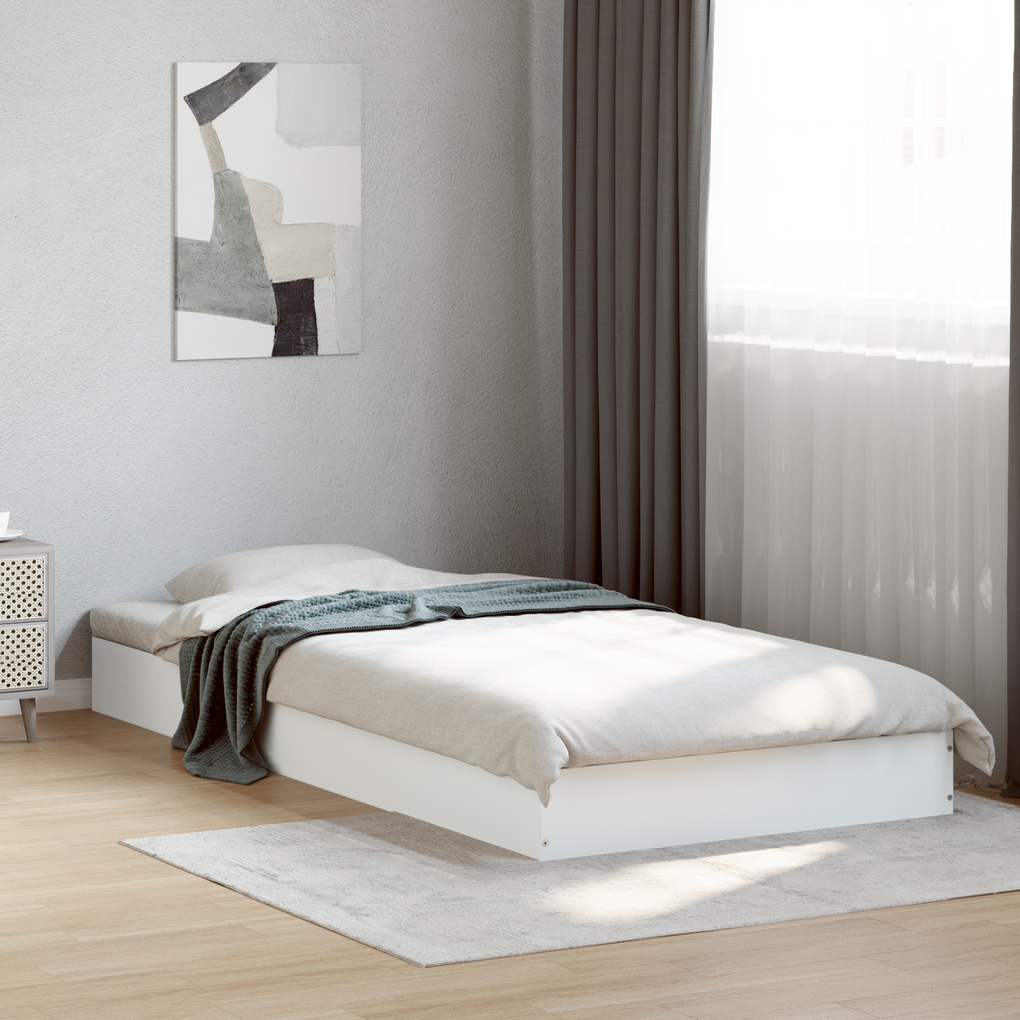 Floor Bed Frame White 80 x 200 cm Engineered Wood