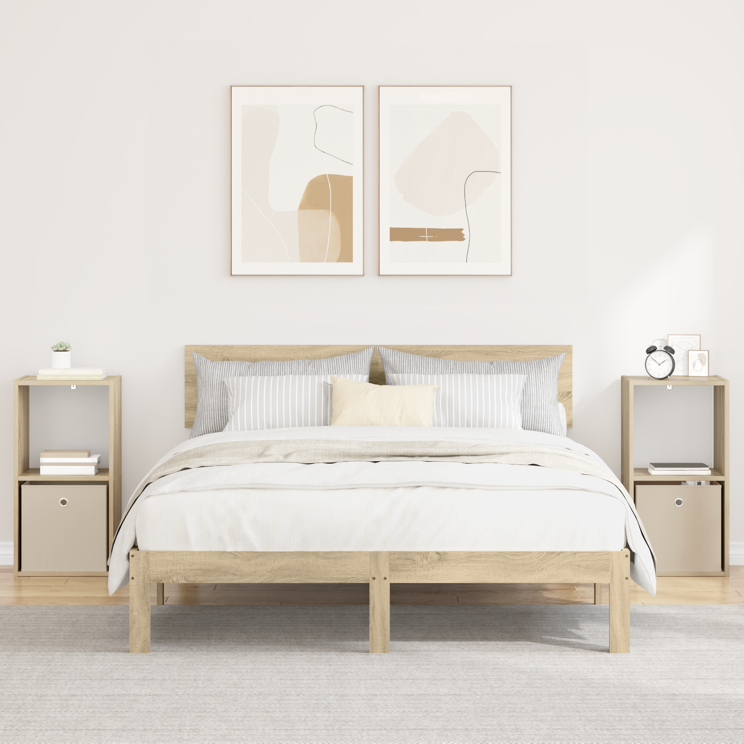 Bedside Table with Drawer 2 pcs Sonoma Oak 35 x 32 x 68.5 cm