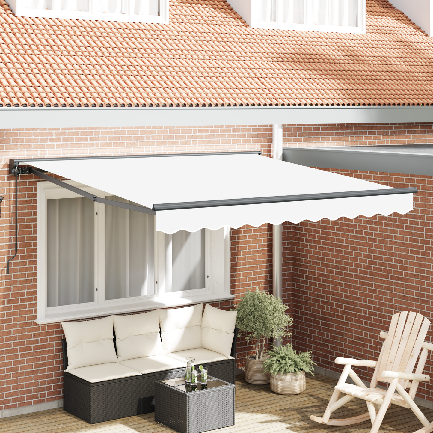 Awning Frame White 350 x 250 cm Polyester with PU coating