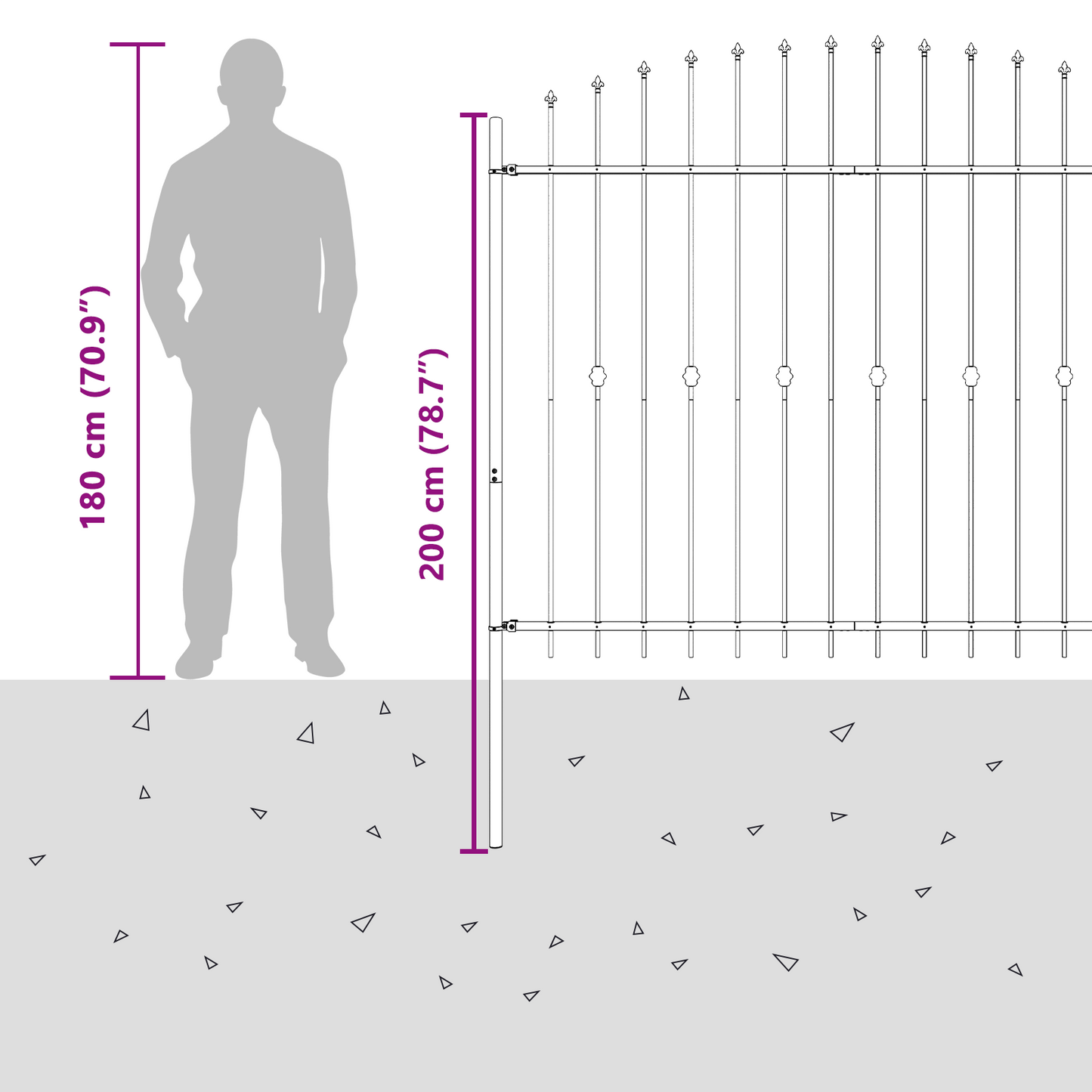 Spike Fence Asten Black 200 x 200 cm Powder-Coated Steel