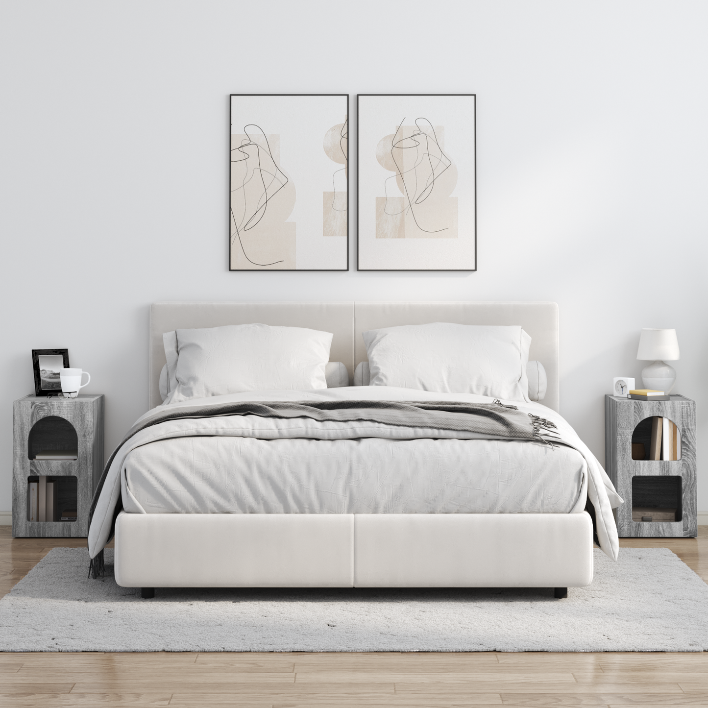 Bedside Table ELST 2 pcs Grey Sonoma 29.5 x 33.5 x 50 cm