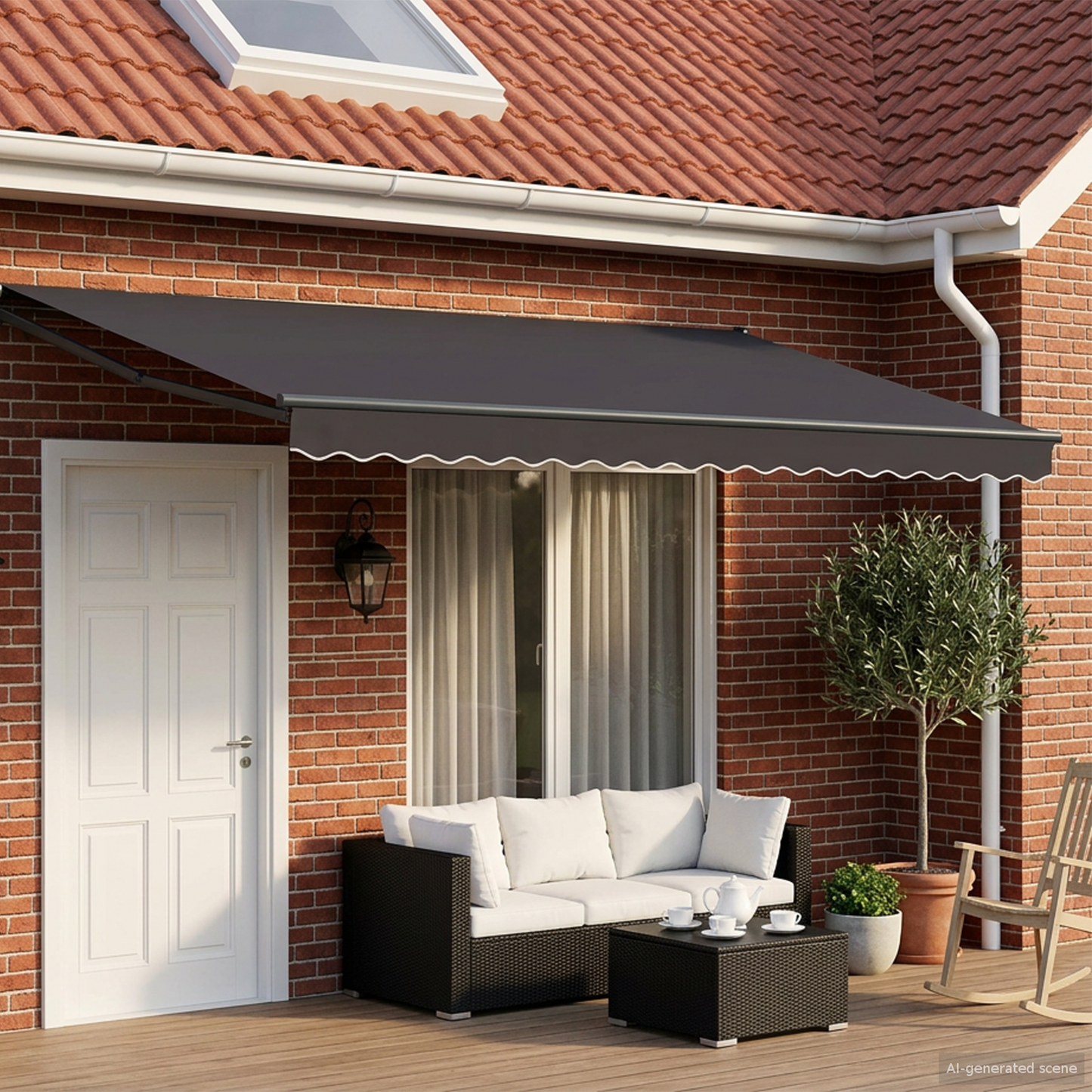 Manual Retractable Awning with LEDs Anthracite 4 x 3 m
