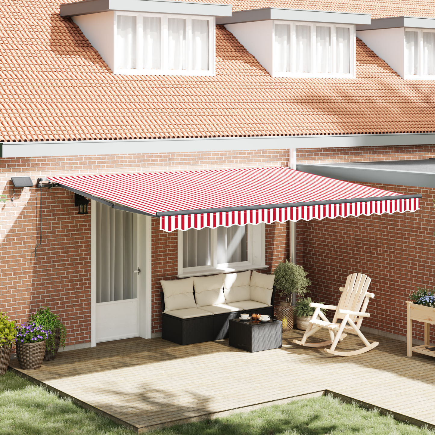 Retractable Awning Red and White 450 x 350 cm