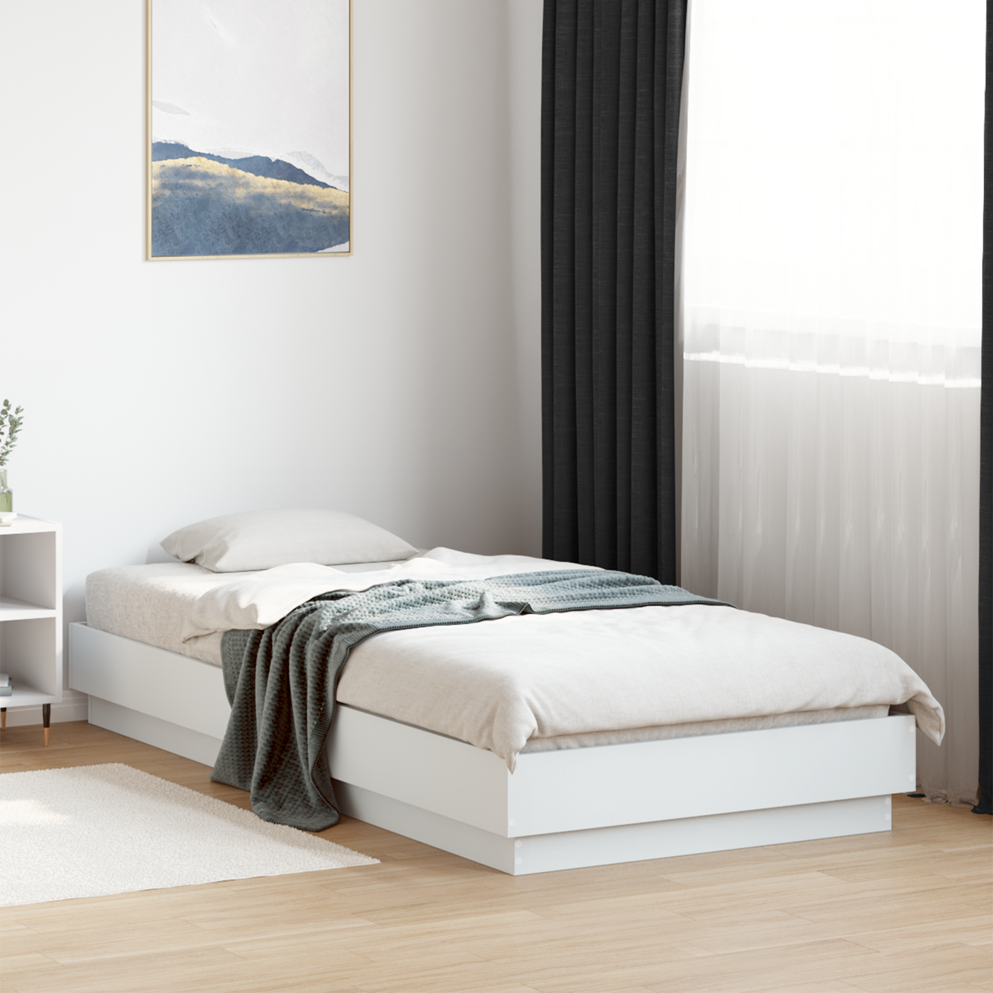 Floor Bed Frame White 80 x 200 cm Engineered Wood