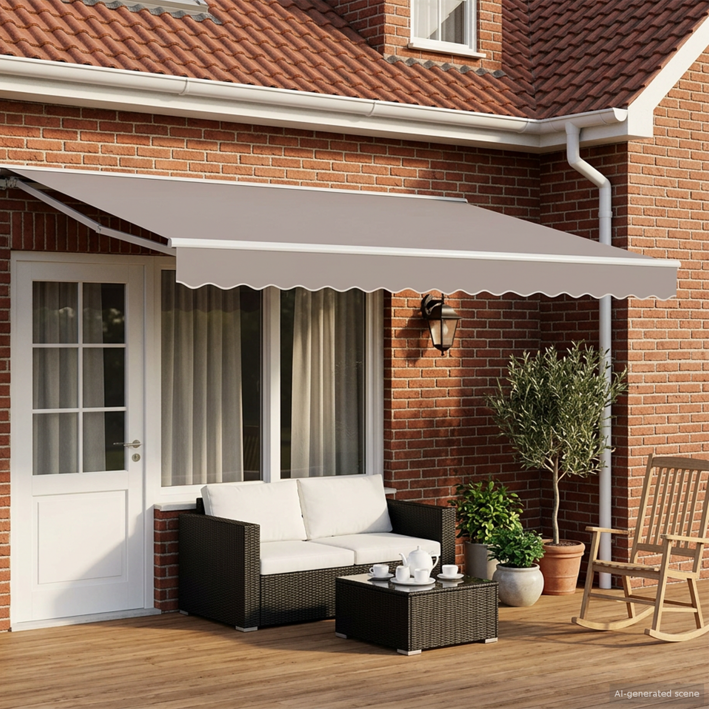 Manual Retractable Awning Light Grey 4.5 x 3 m