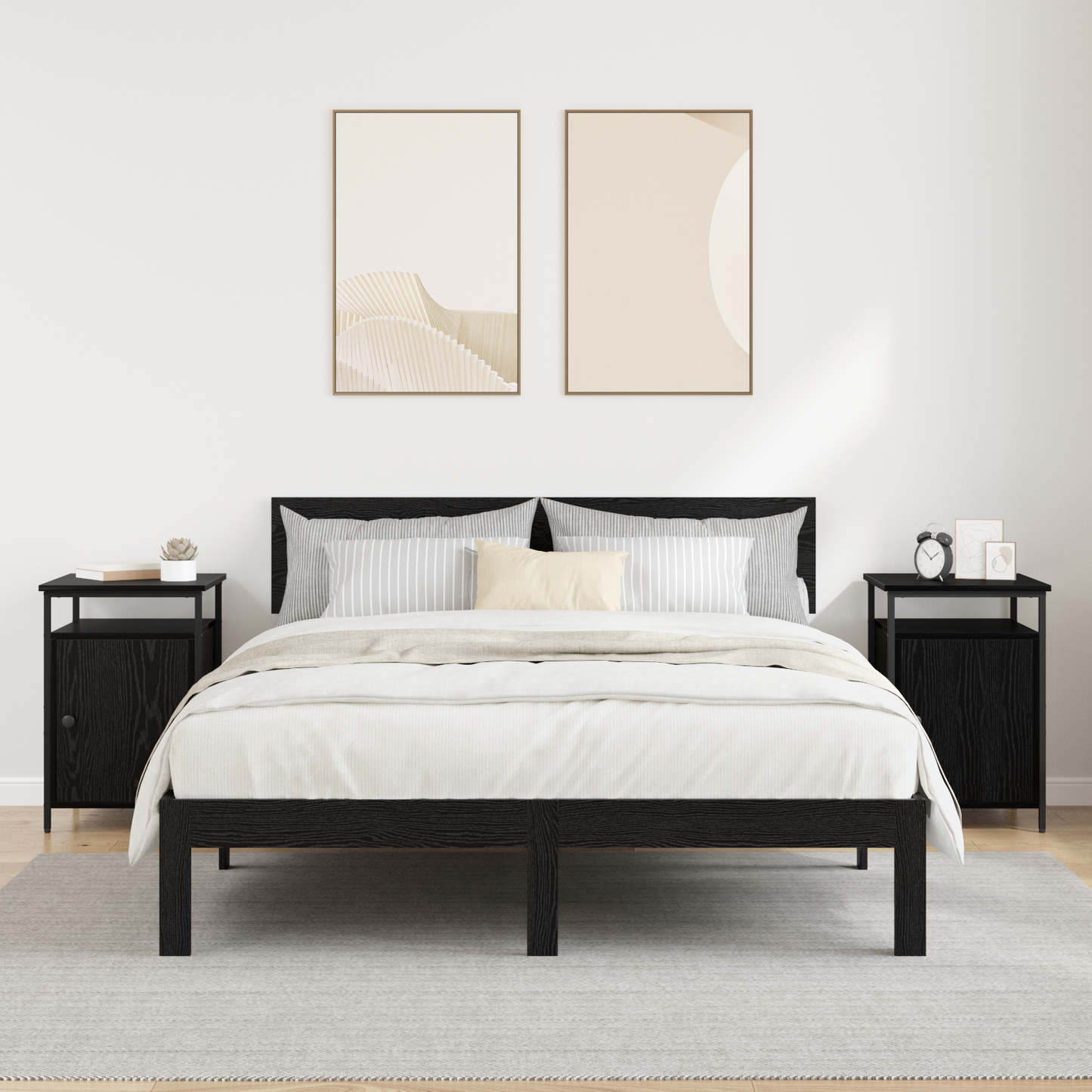 Bedside Cabinet 2 pcs Black Oak 40 x 42 x 60cm Engineered Wood