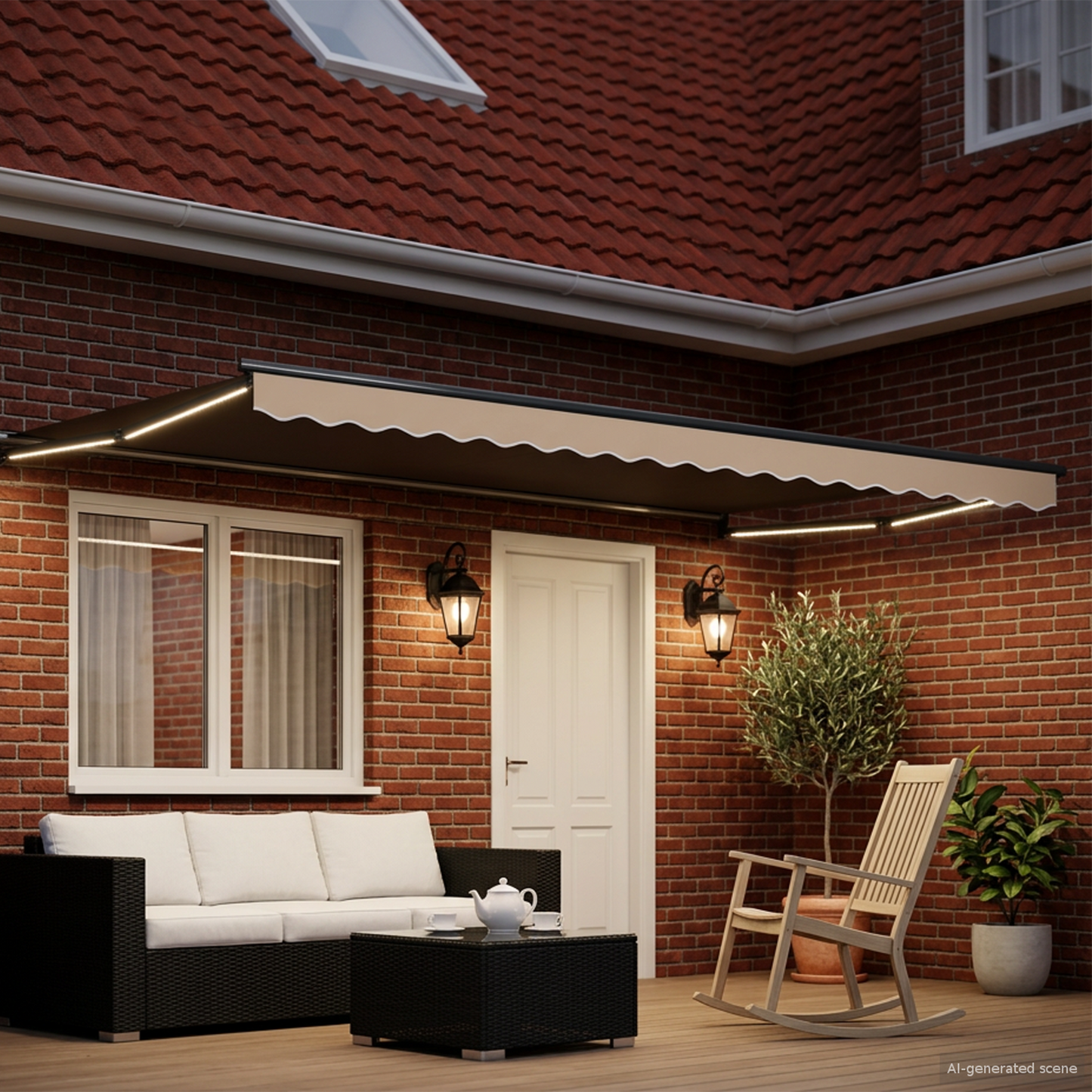 Manual Retractable Awning with LEDs 4 x 3 m