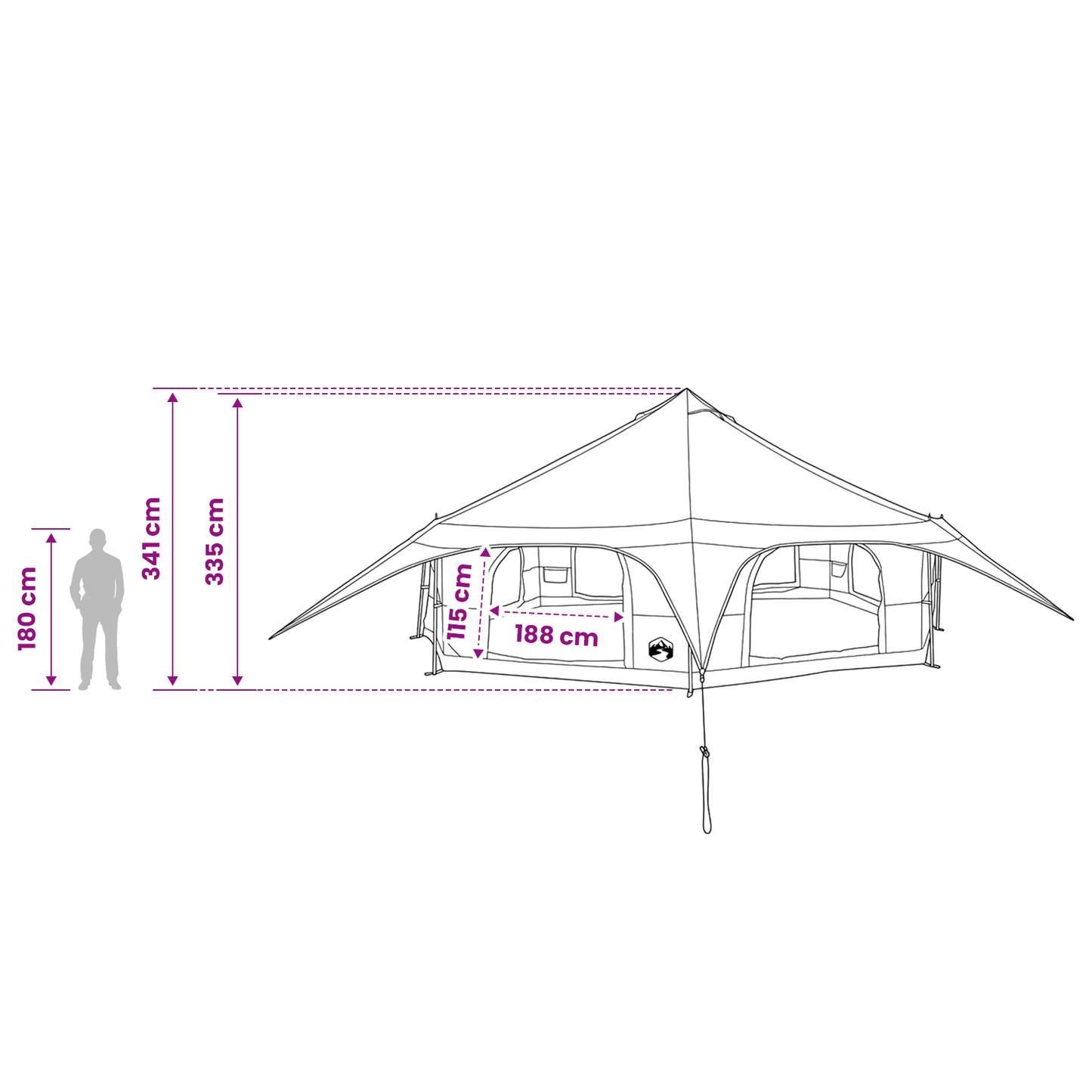 Family Tent Green 18-Person 185T Polyester with PU Coating