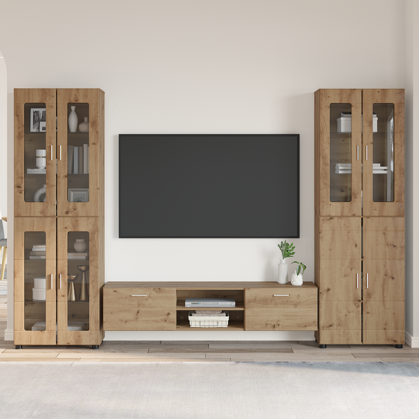 TV Cabinet Set FLORIN 3 pcs Artisan Oak Engineered Wood