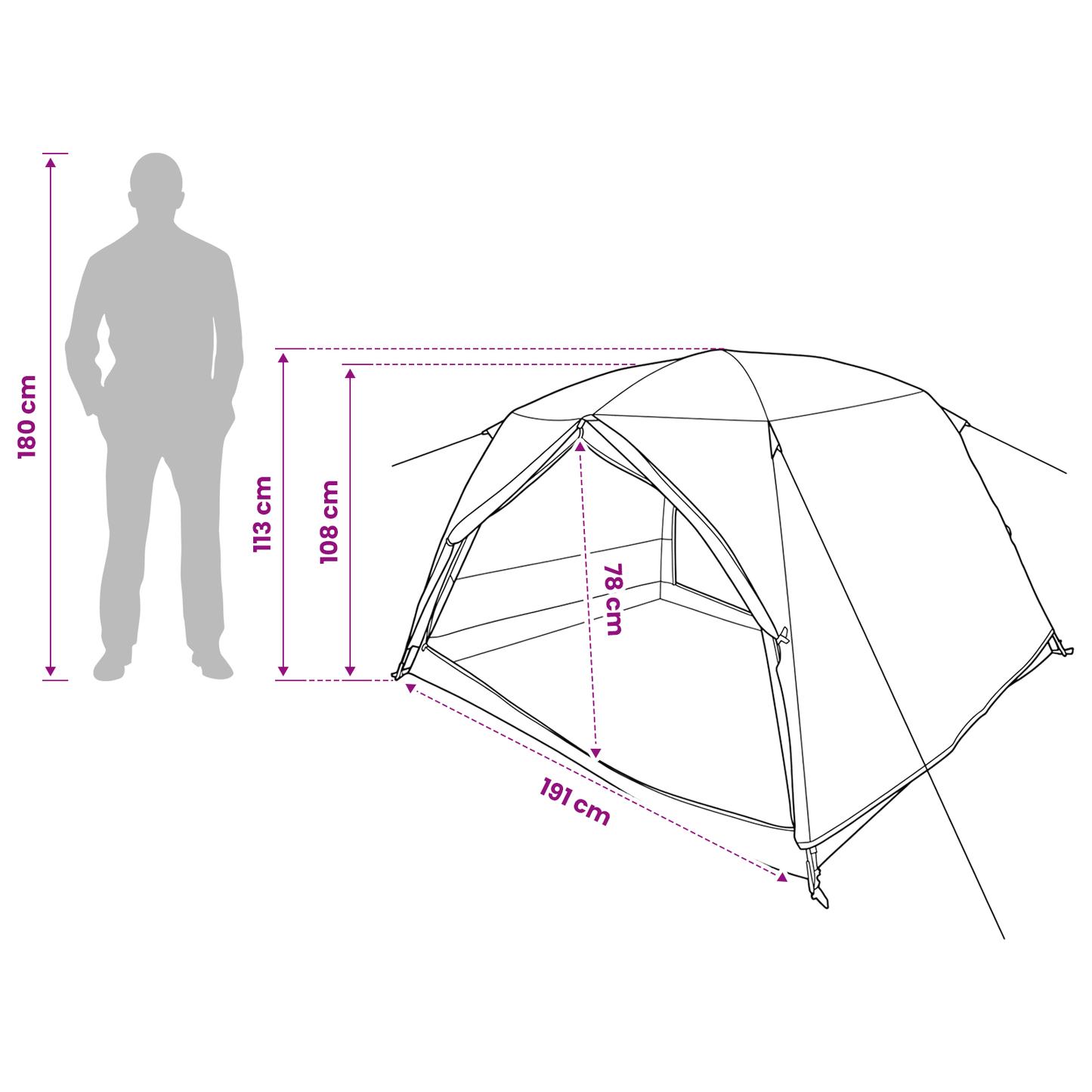 Backpacking Tent Grey and Orange 2-Person