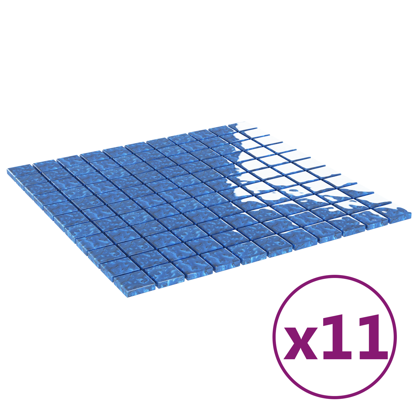 Mosaic Tile 11 pcs Blue 50 x 50 cm Glass