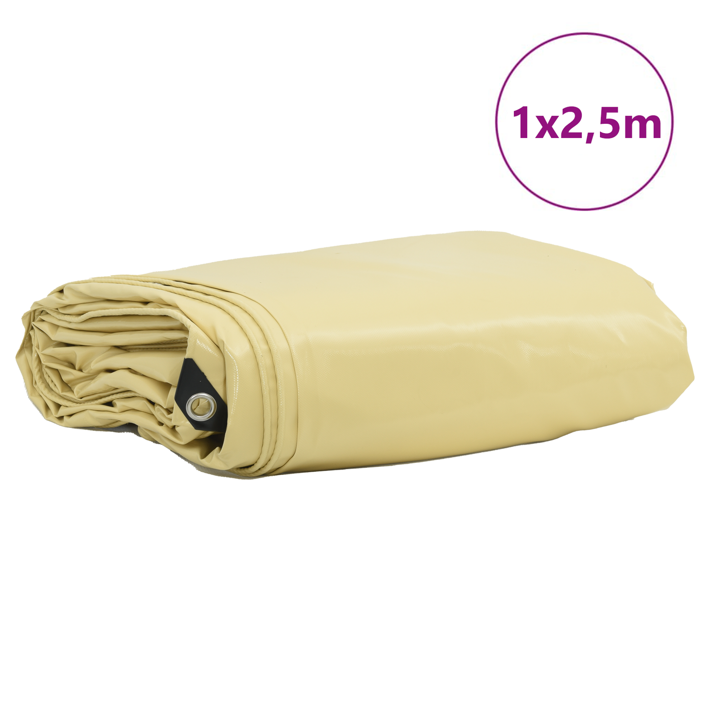 Tarpaulin 650g / m² Beige 1 x 2.5 m Canvas with PVC Coating