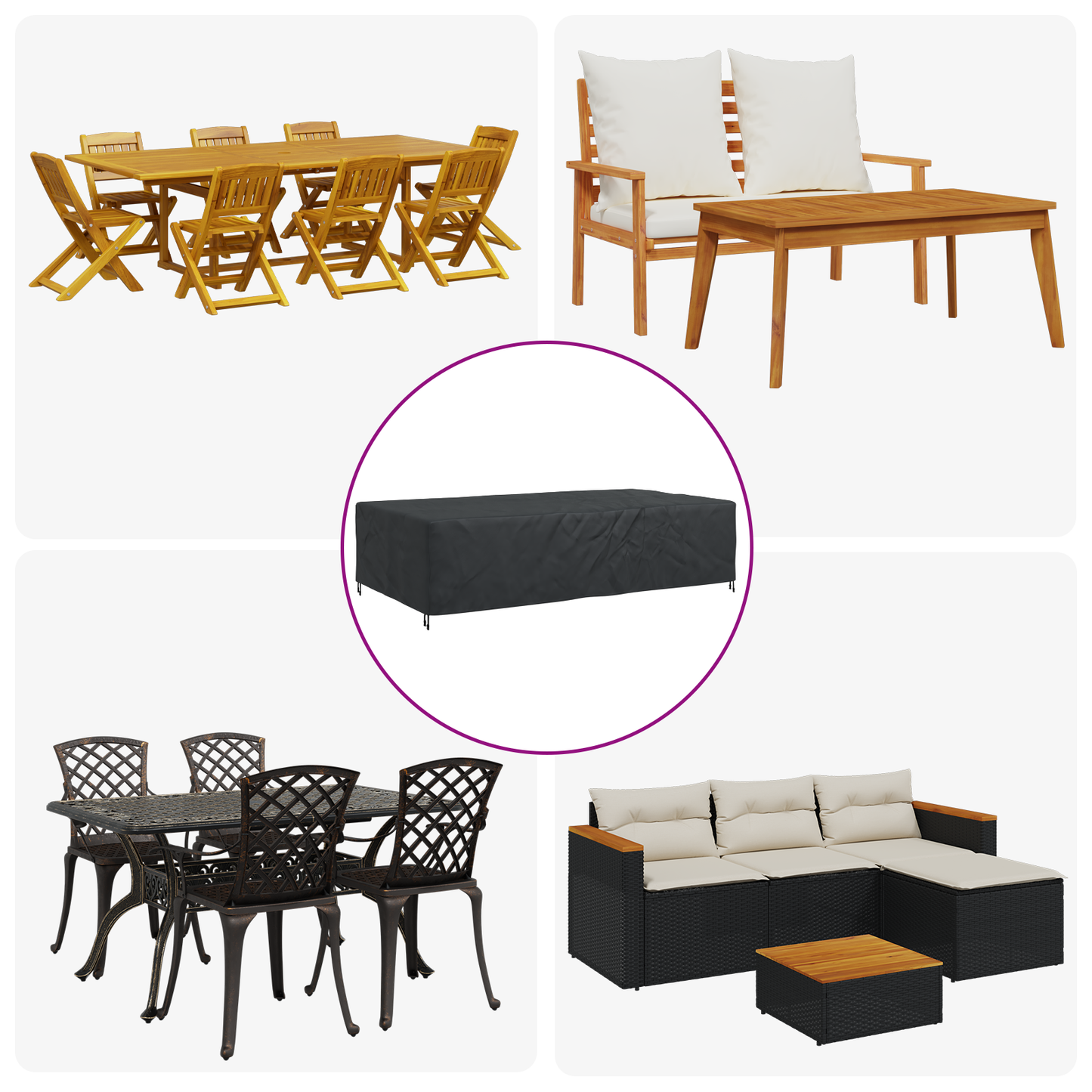 Furniture Cover Plain Black 305 x 190 x 85 cm 420D
