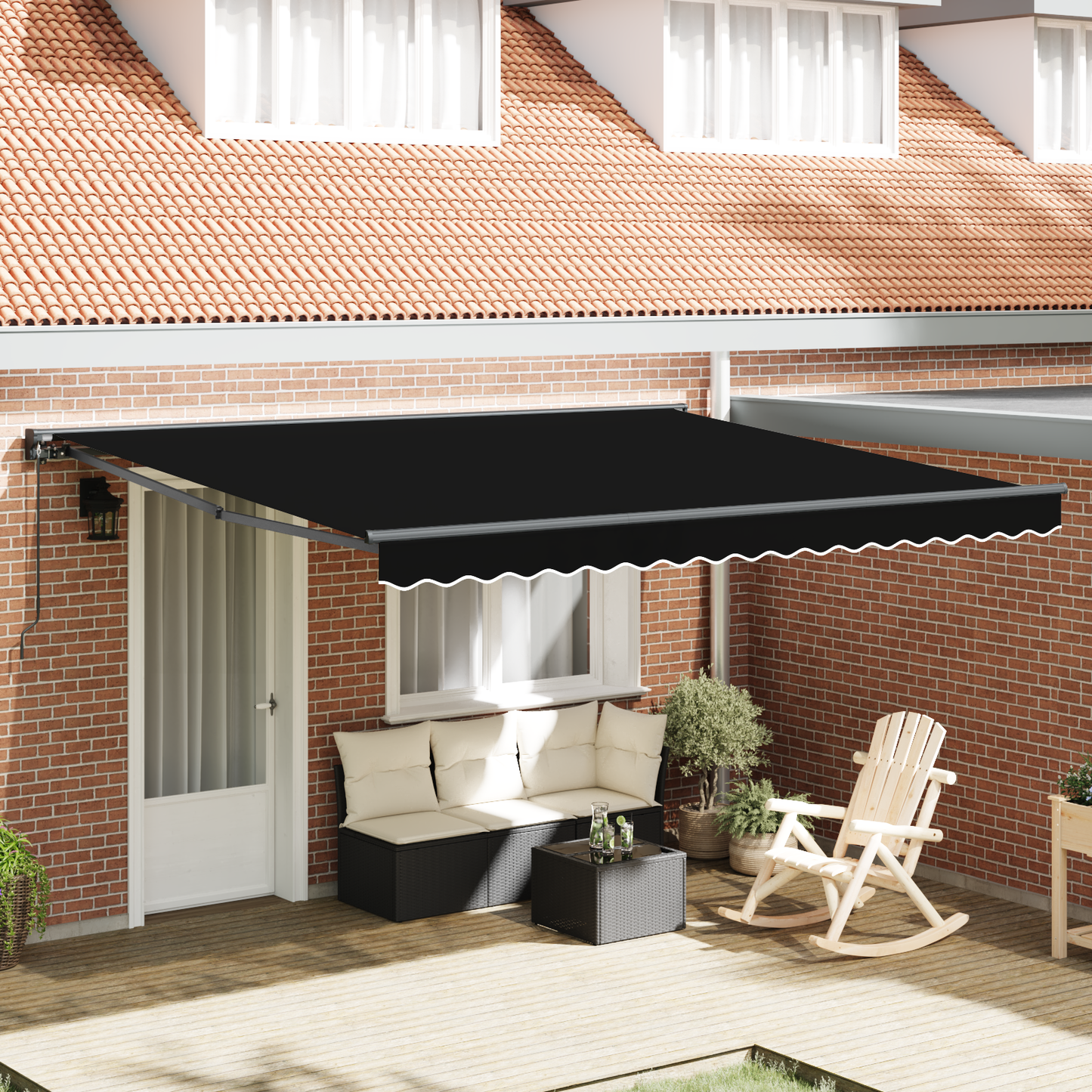 Awning Frame Black 400 x 300 cm Polyester with PU coating