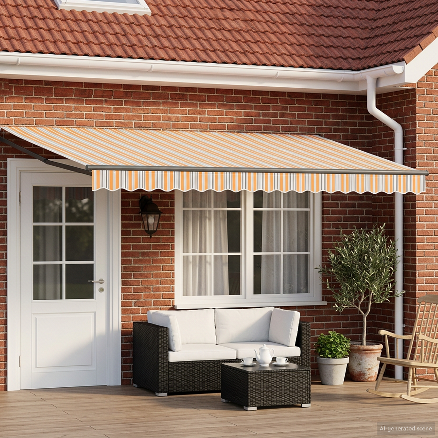 Manual Retractable Awning with LEDs 5 x 3 m