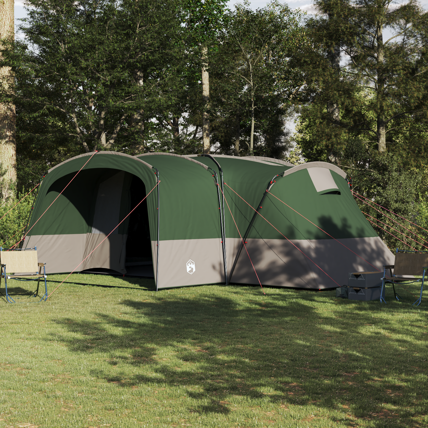 Family Tent 12-Person Green and White 760 x 645 x 230 cm