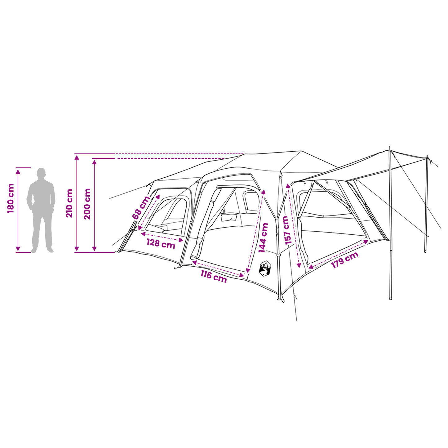 Instant Tent Green 10-Person 185T Polyester with PU Coating