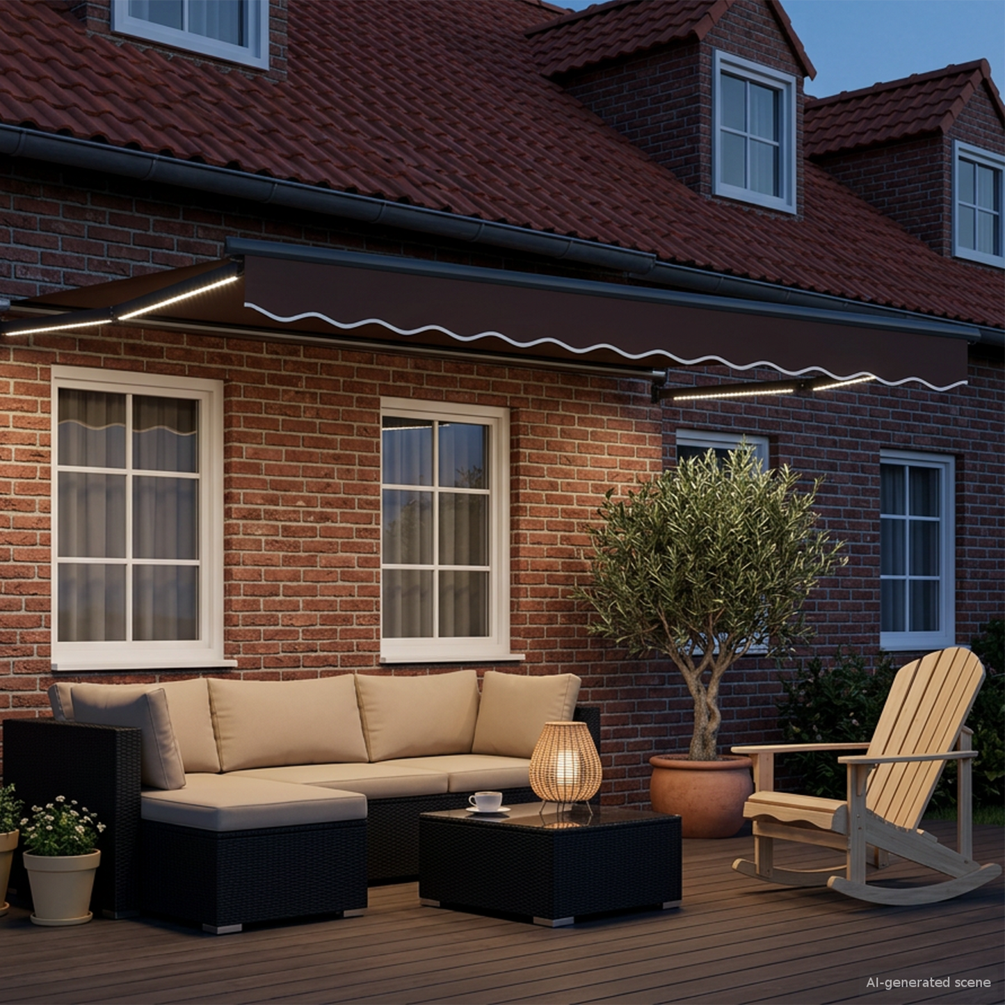 Manual Retractable Awning with LEDs 3.5 x 2 m