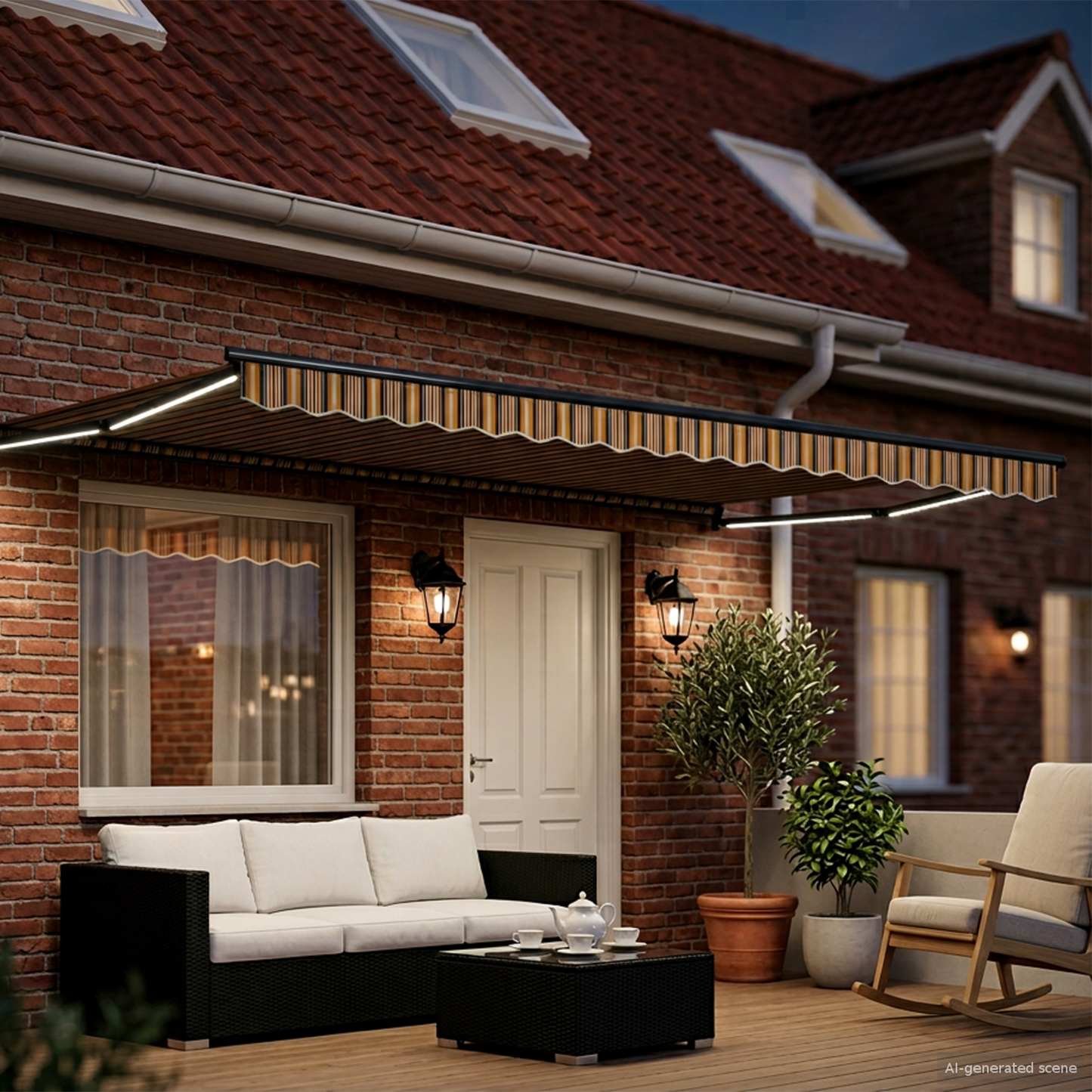Manual Retractable Awning with LEDs 4.5 x 3 m