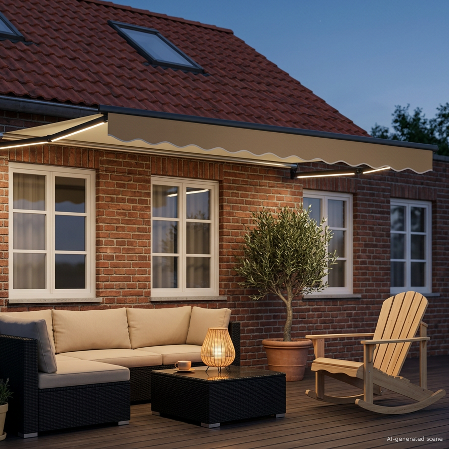 Manual Retractable Awning with LEDs 3.5 x 2 m