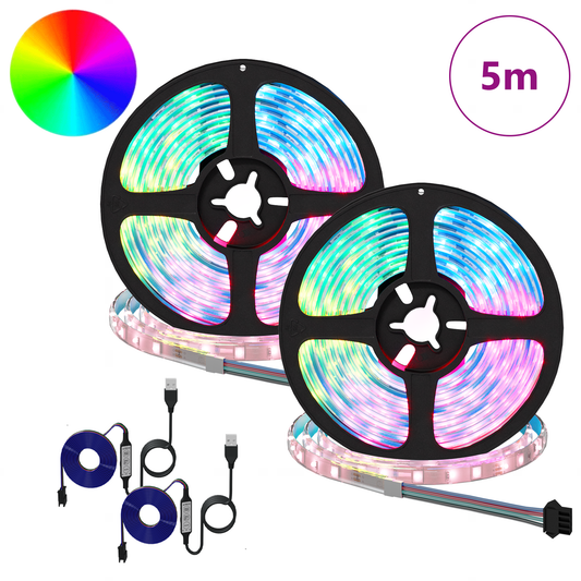 LED Strip 2 pcs Black and Transparent 2500 mm