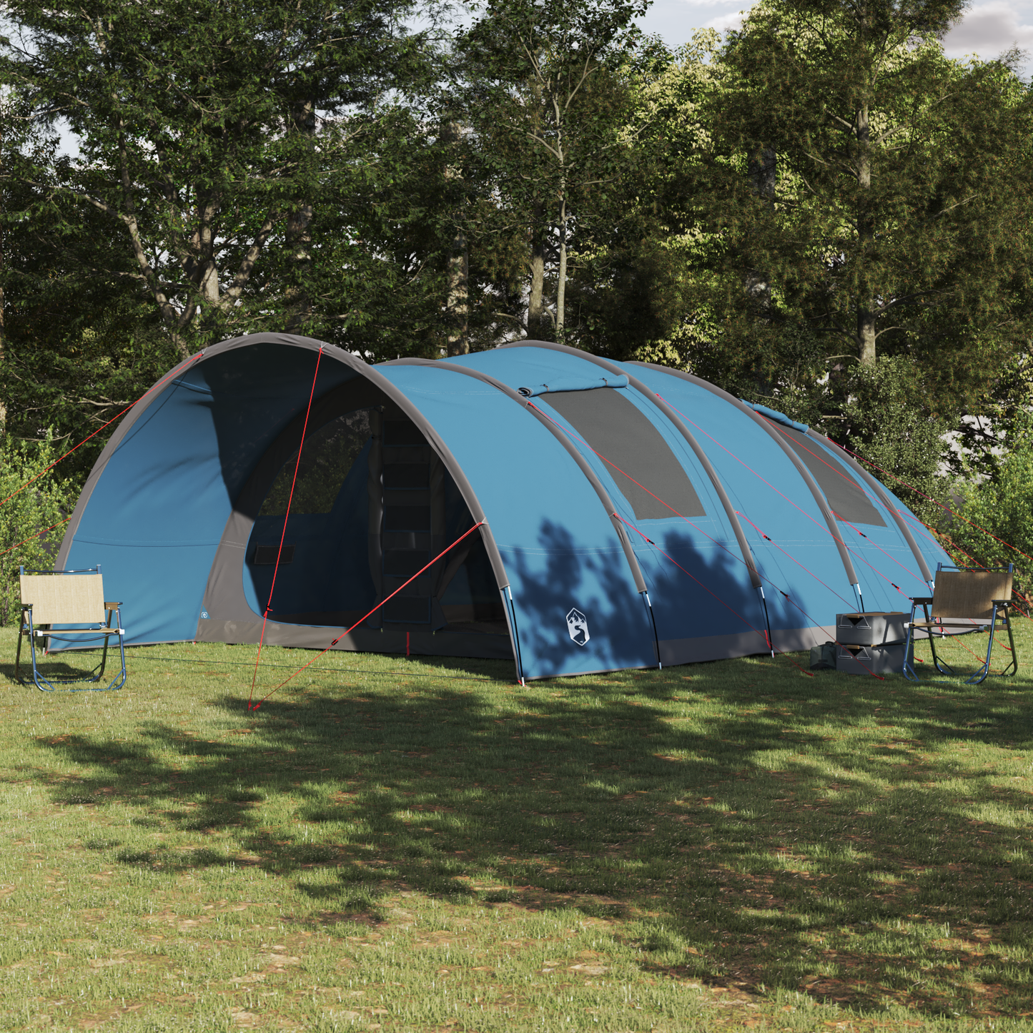 Tunnel Tent 8-Person with Roof Blue 710 x 460 x 245 cm