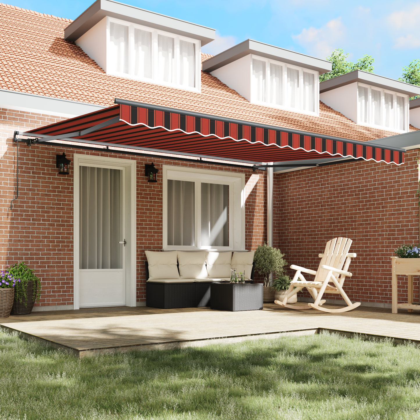 Retractable Awning Orange and brown 450 x 350 cm