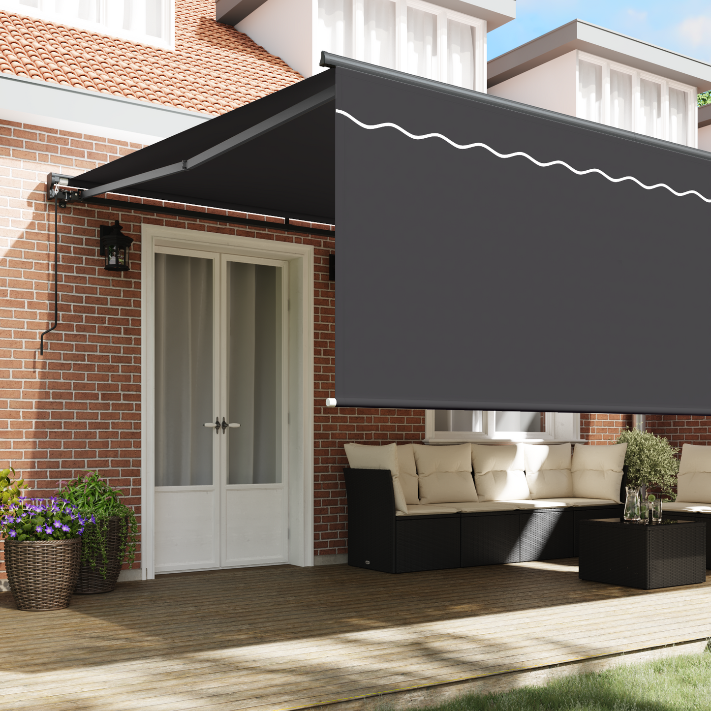 Retractable Awning Manual Anthracite 500 x 300 cm