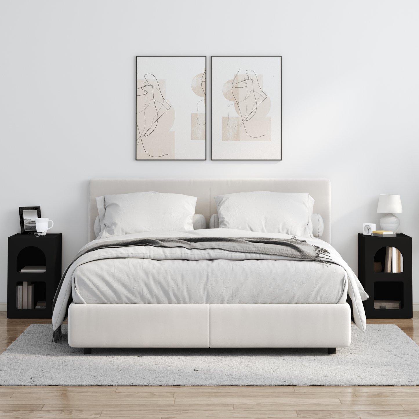 Bedside Table ELST 2 pcs Black 29.5 x 33.5 x 50 cm