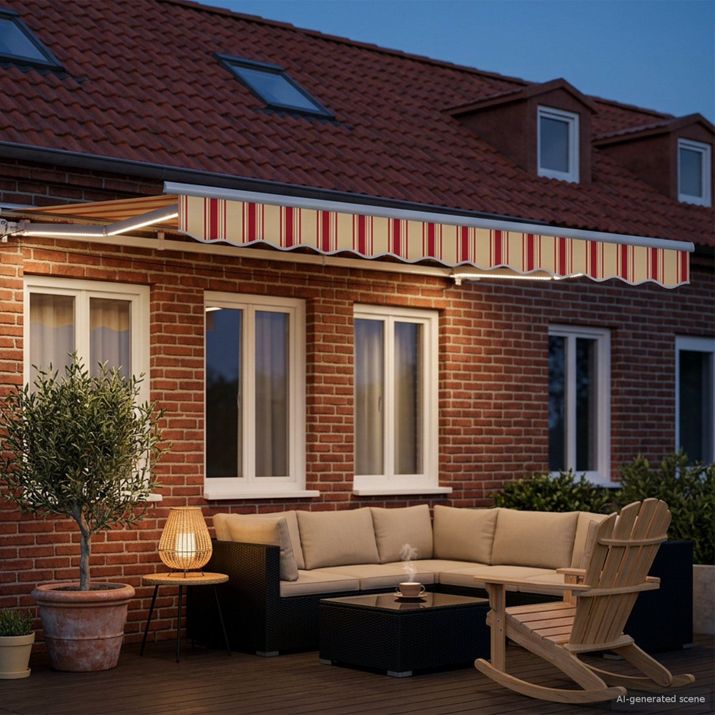 Manual Awning Frame with LEDs 3.5 x 2 m