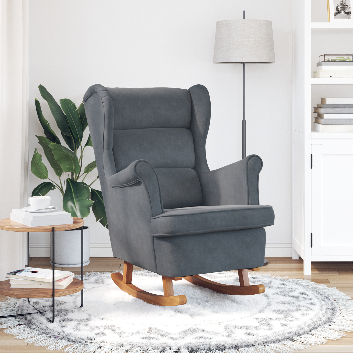 Rocking Chair with Cushion Dark Grey 92 x 71 x 100 cm Plywood