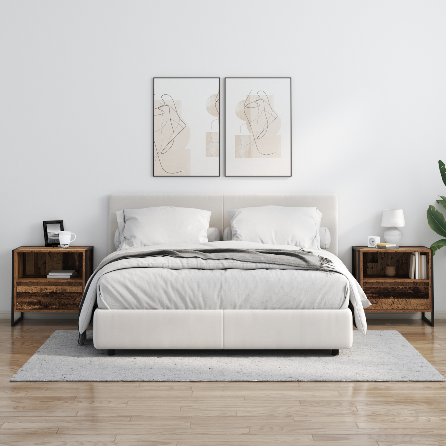 Bedside Table 2 pcs Old Wood 50 x 39.5 x 50 cm Engineered Wood