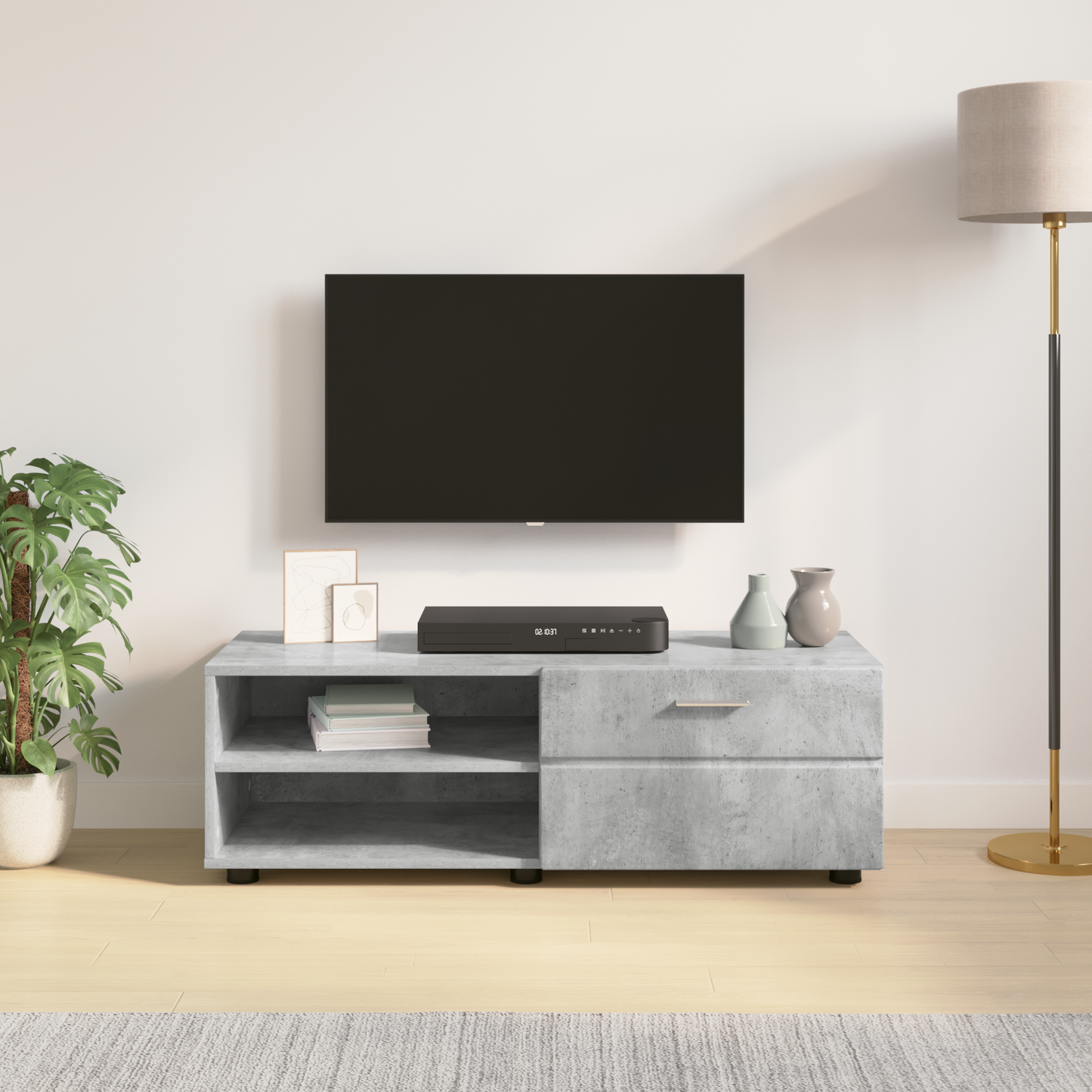 Wooden Cabinet with Drawer High Gloss White 100.5 x 39 x 30 cm