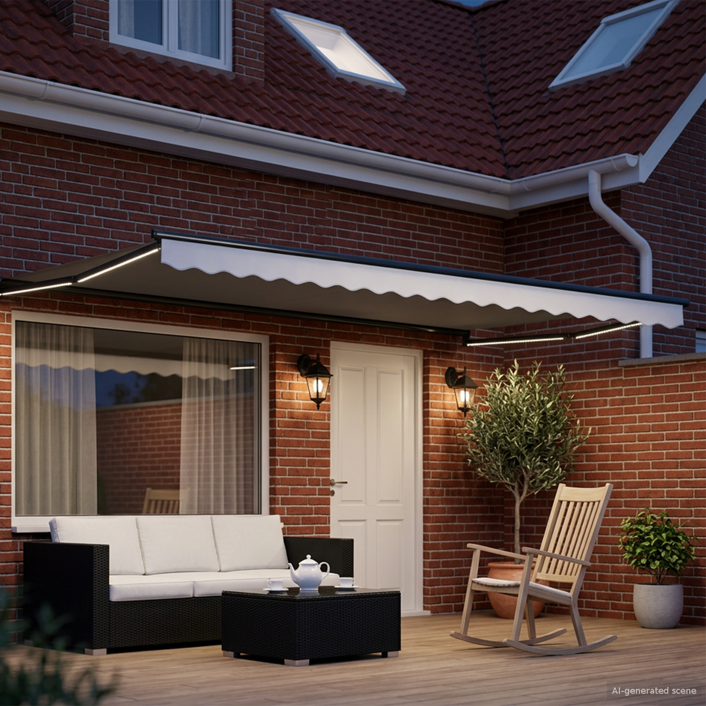 Manual Retractable Awning with LEDs 4 x 3 m