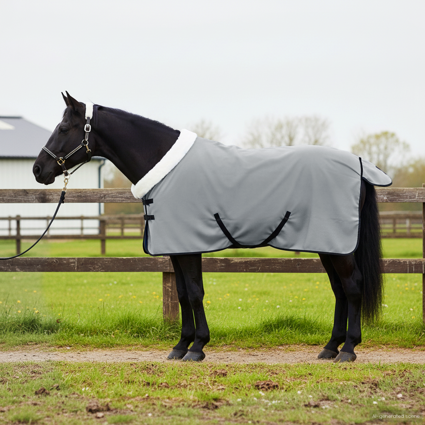 Horse Blanket Full Light Grey and Pink 95 cm Polar fleece