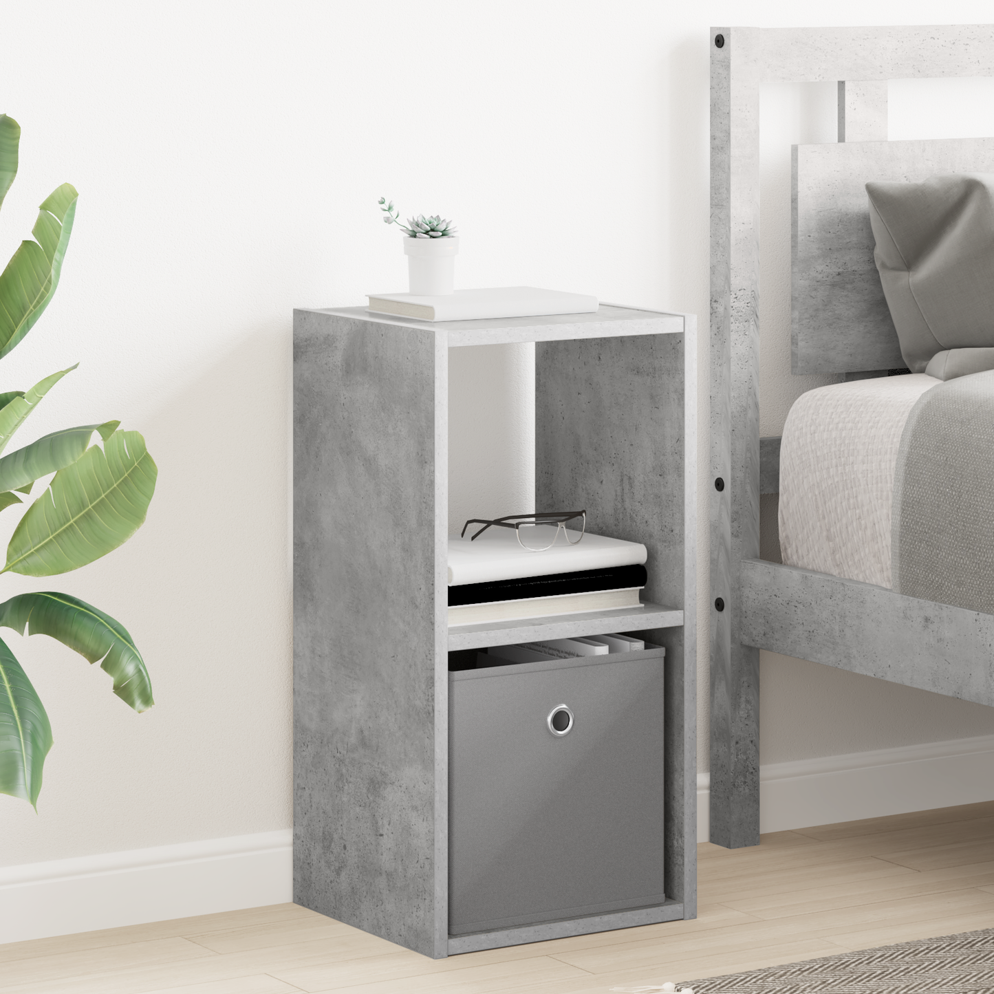 Bedside Table Concrete Grey 30.5 x 27 x 59.5 cm Engineered Wood