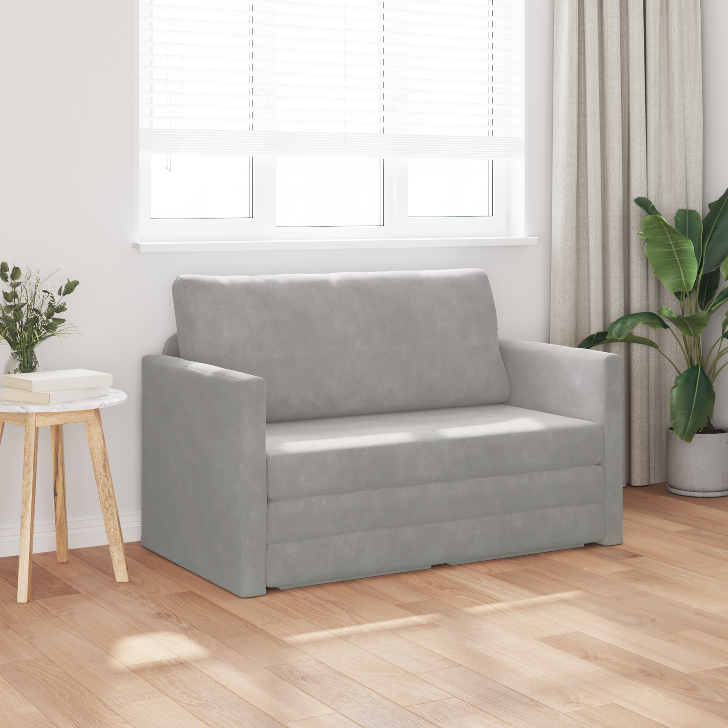 Folding Sofa Bed Light Grey 124 x 71 x 78 cm Velvet