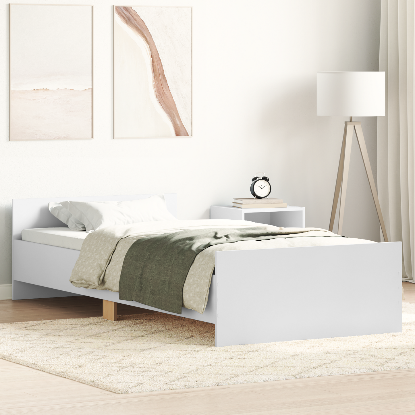 Bed Frame with Headboard White 80 x 200 cm Engineered Wood
