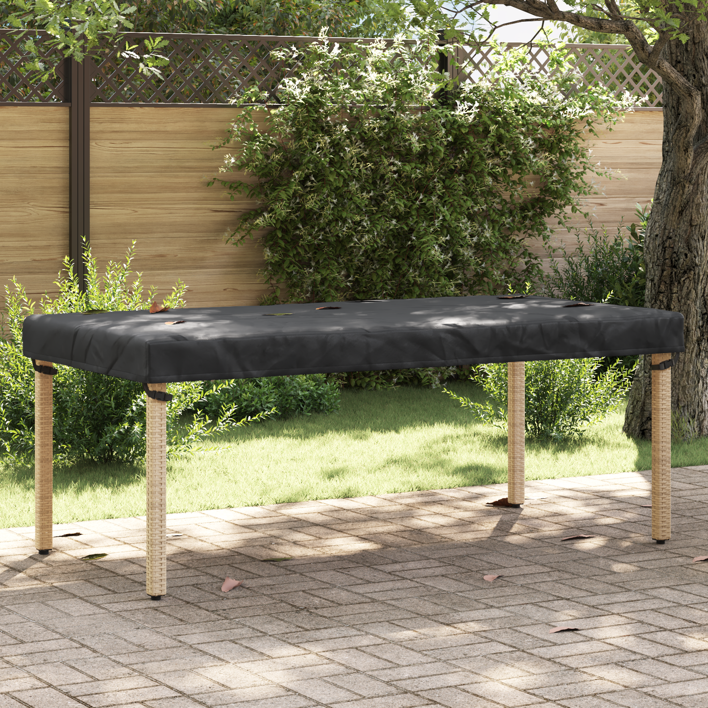 Table Cover Plain Black 202 x 102 x 15 cm Fabric