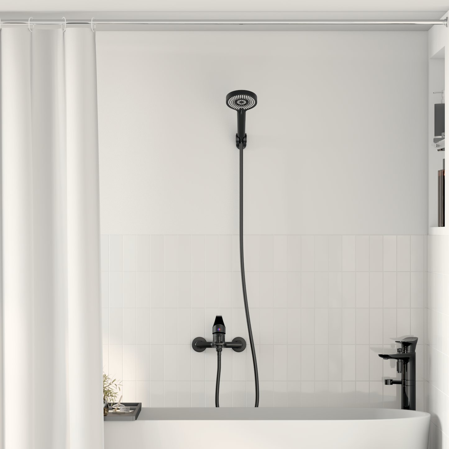 Shower Head Set Black G 1 / 2 inches