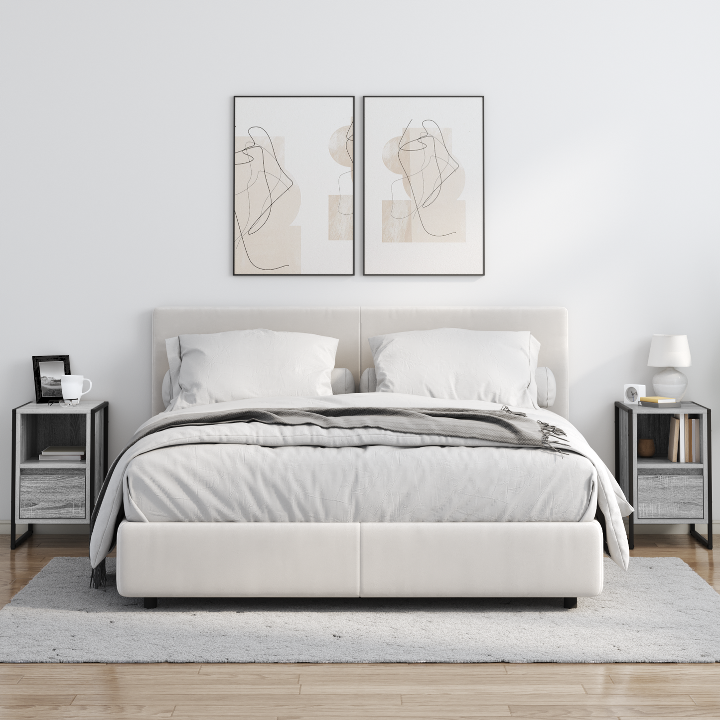 Bedside Table with Drawer 2 pcs Grey Sonoma 39.5 x 30 x 50 cm