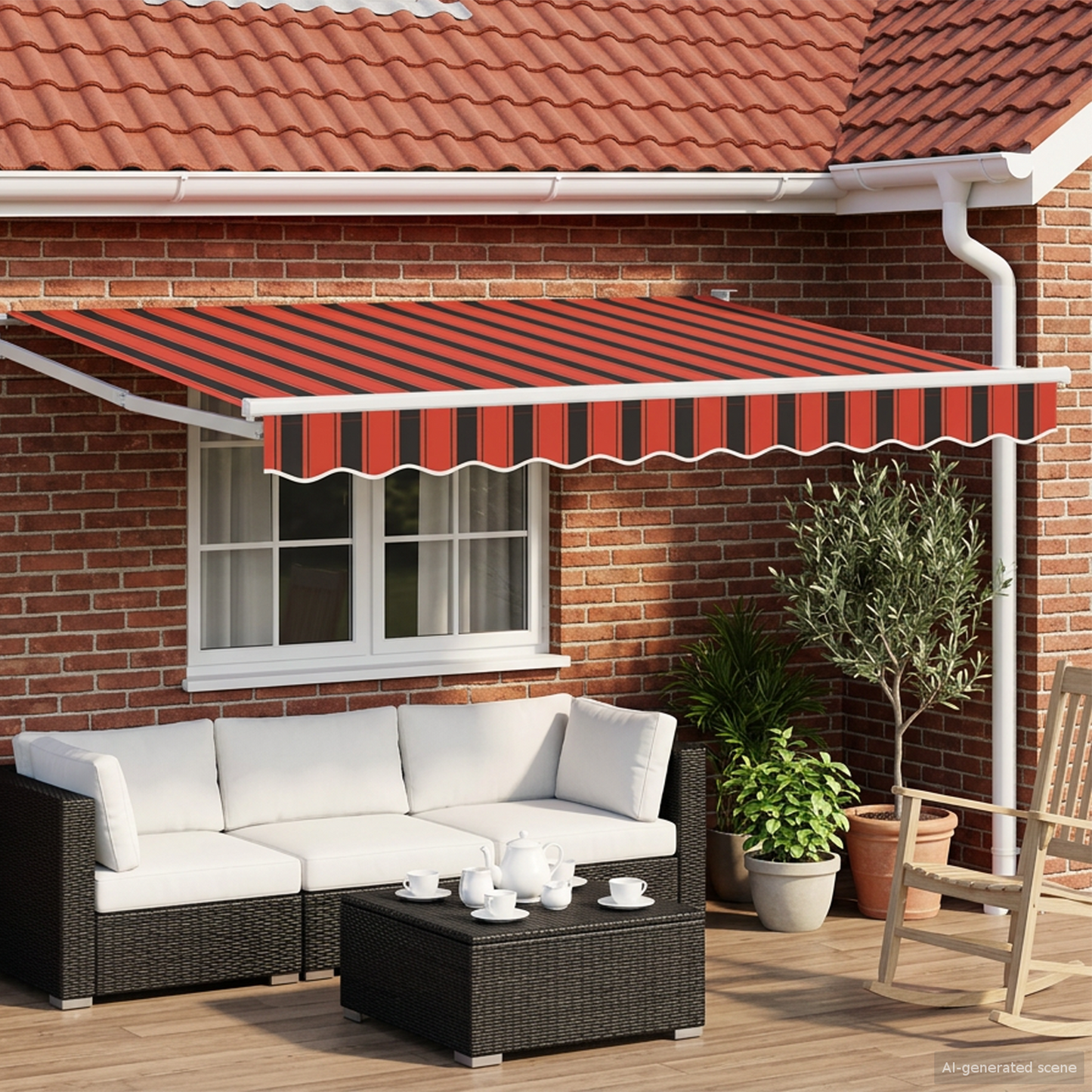 Retractable Awning Orange, Black and Yellow 3.5 x 2 m