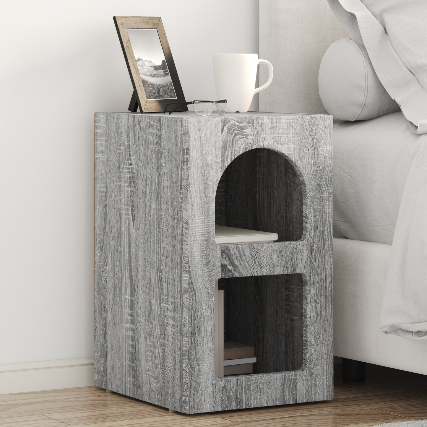 Bedside Table ELST Grey Sonoma 29.5 x 33.5 x 50 cm