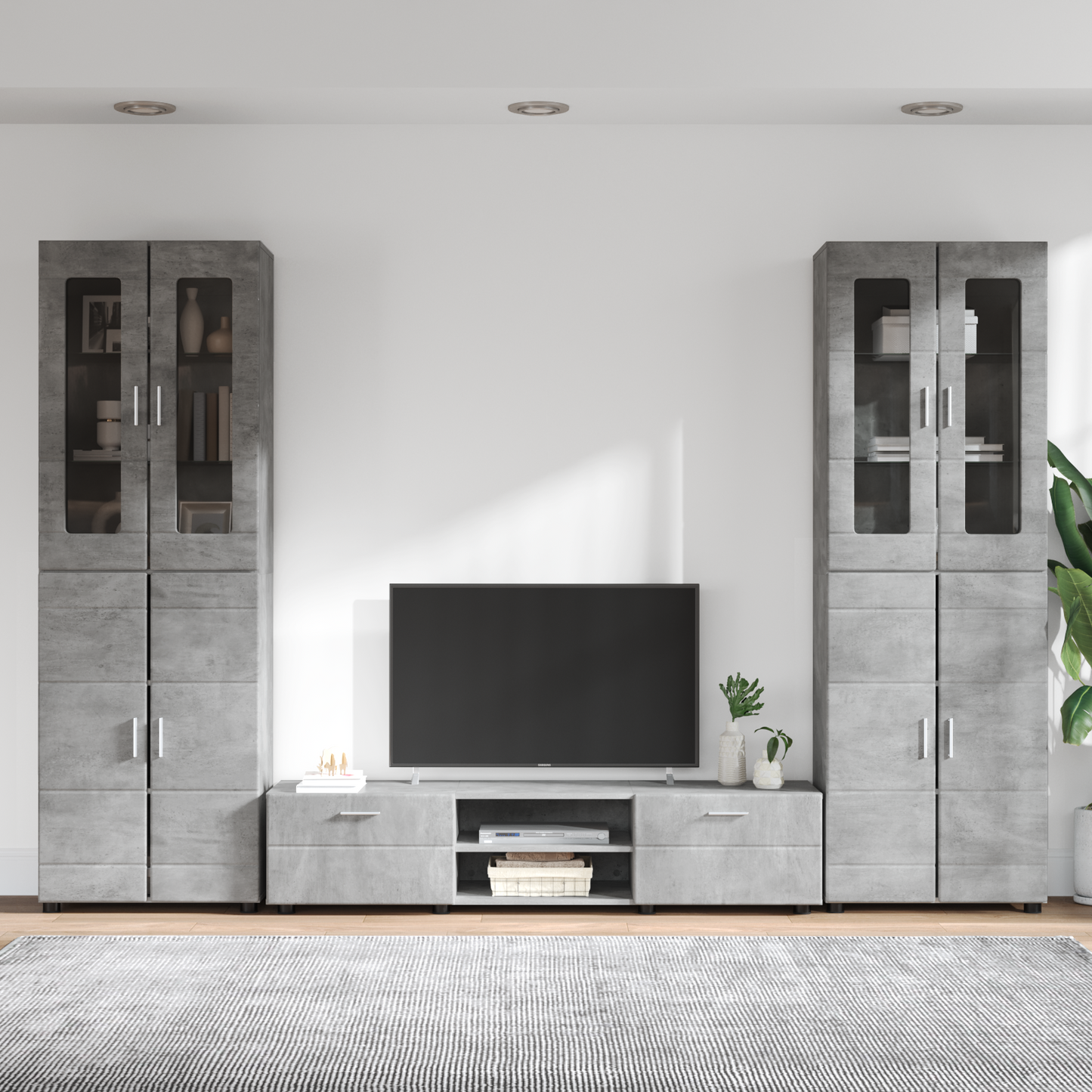 TV Cabinet Set FLORIN 3 pcs Concrete Grey Engineered Wood