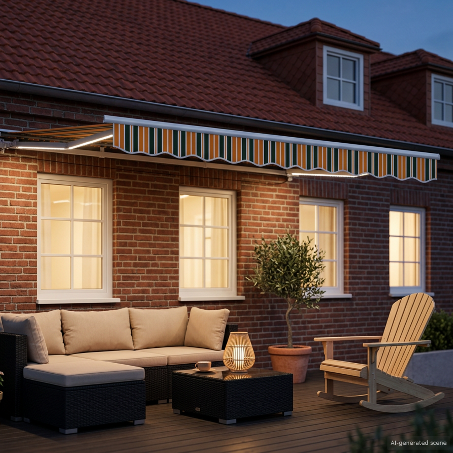 Manual Awning Frame with LEDs 3.5 x 2.5 m