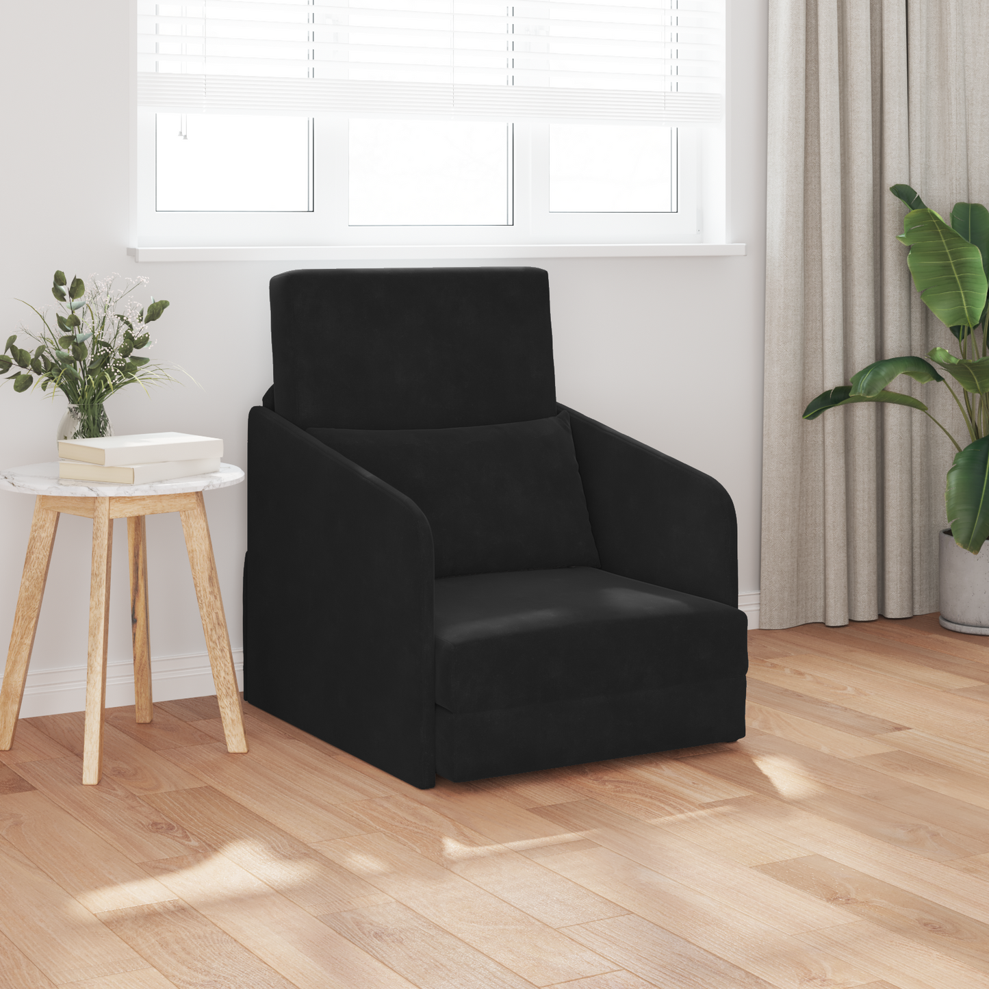 Folding Sofa Bed Black 65 x 80 x 83 cm Velvet