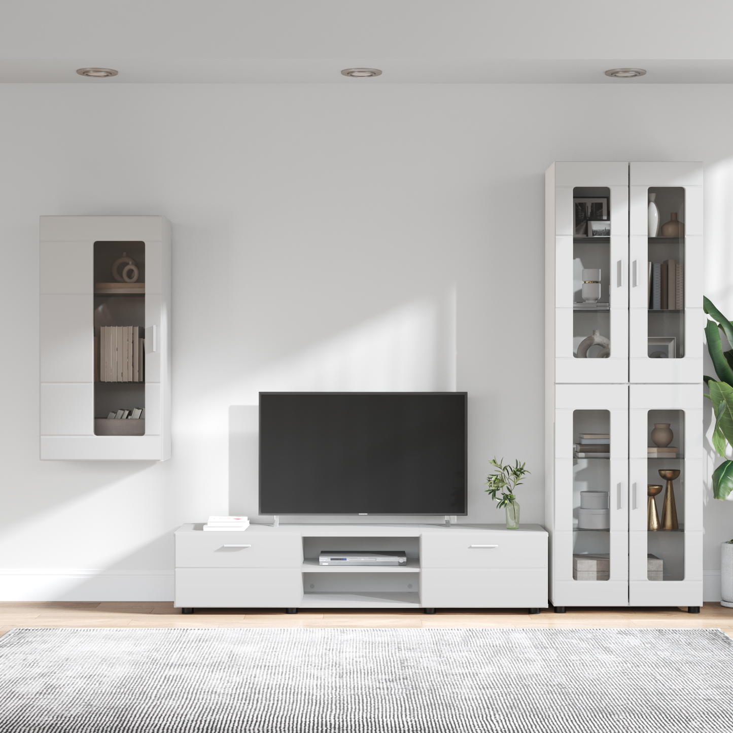 TV Cabinet Set with Drawer FLORIN 3 pcs White Engineered Wood